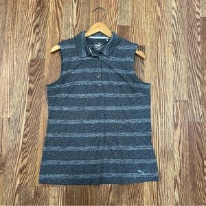 Puma Golf Sleeveless Gray Stripe Polo Women’s Large